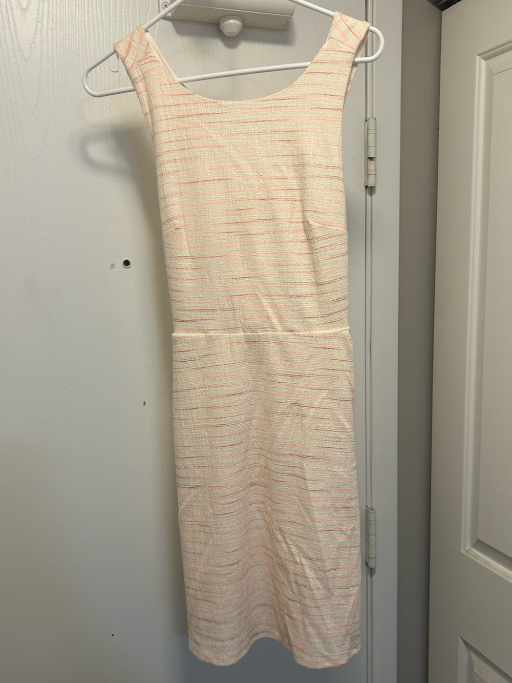 LOFT Cream Dress with Pale Pink Stripes